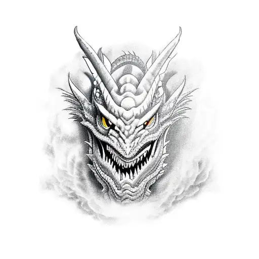 Dragon Coming Out Of Oni Mask