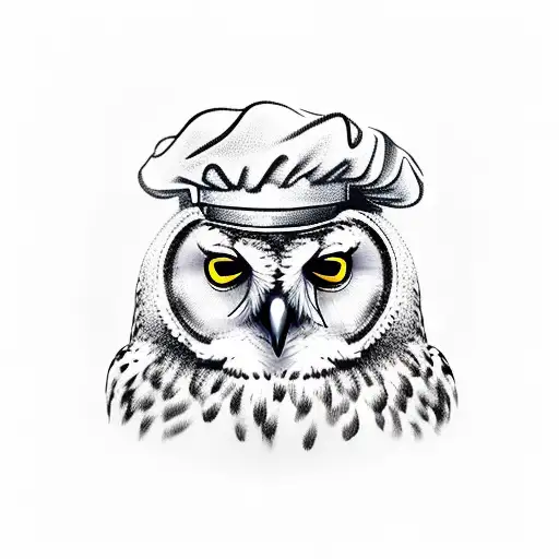 A Realistic Owl With A Chef's Hat Cooking In A Chemistry Lab