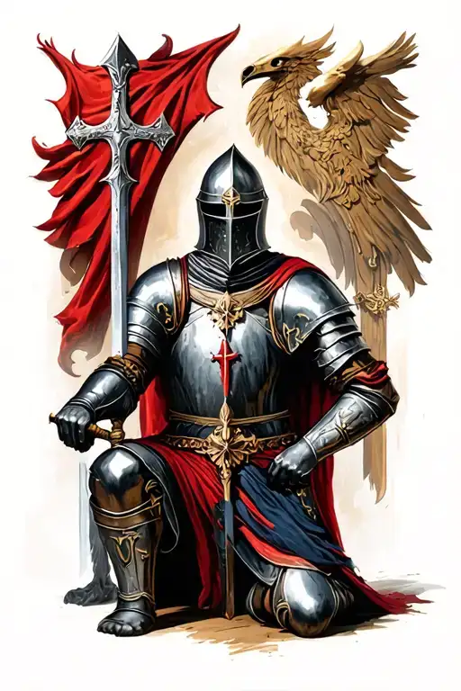 Kneeling Knights Templar Knight