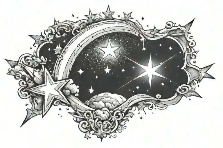 Filled Night Sky With Shooting Star