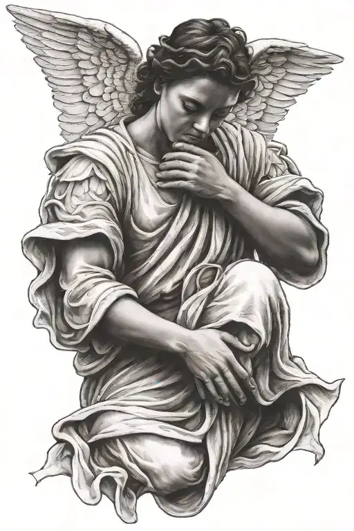 Angel With Wings Praying Hands Holding