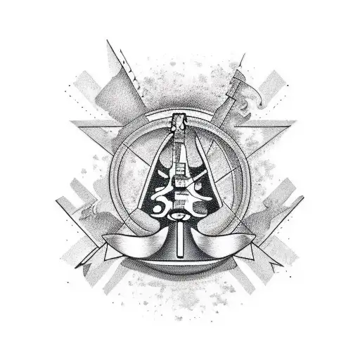 A Minimalist Tattoo Of A Guitar With Twin Atlantic Lyrics