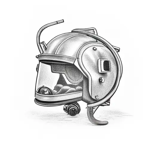 A Motorcycle Engulfed In Flames With A Firefighter Helmet Resting On It