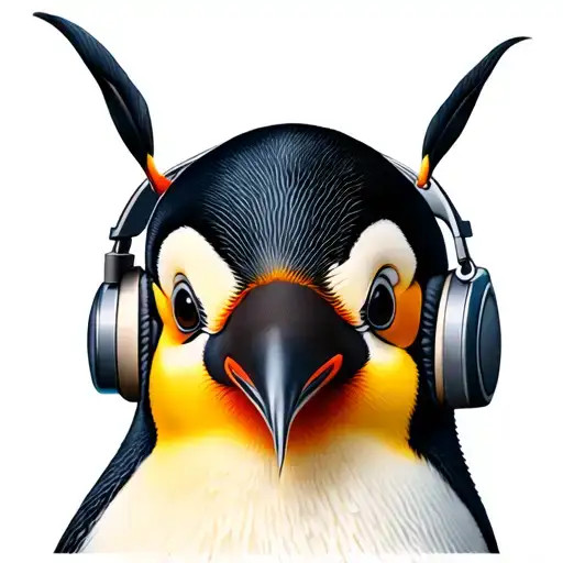 King Emperor Penguin Wearing Headphones