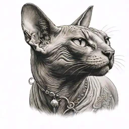 Sphinx Cat With Tattoos Standing