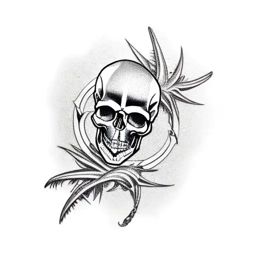 Pirate Ship Skull Palm Tree