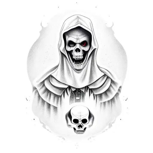 Grim Reaper With Wolves At His Feet