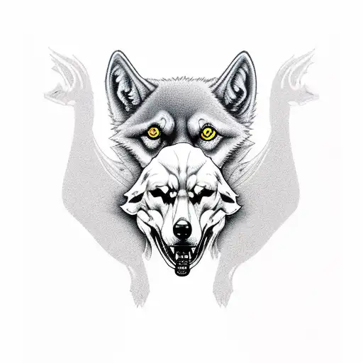 Grim Reaper With Wolves Laying At His Feet Full Body