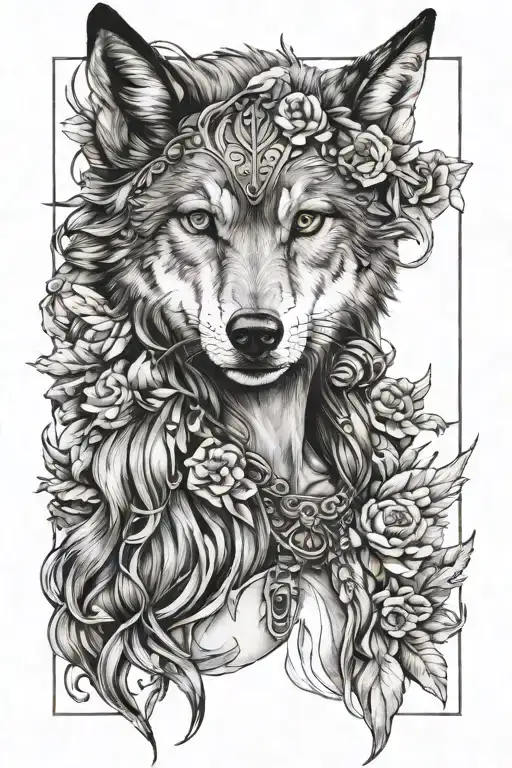 Nortic Women Wearing A Wolf Head