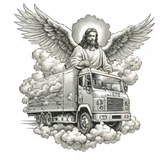Jesus Angel Truck Clouds