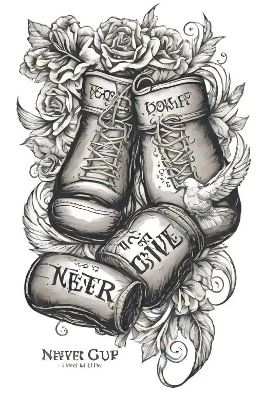 Bible Verse That Says Never Give Up With Boxing Gloves And A Dove With Roman Numerals For A Date