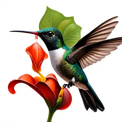 Hummingbird In Black Feeding On A Red Calla