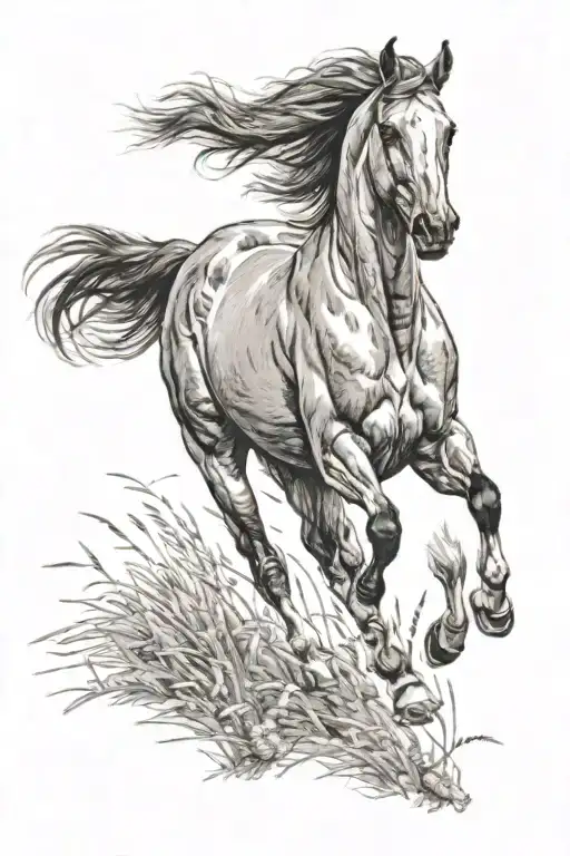 Horse Galloping Through A Field
