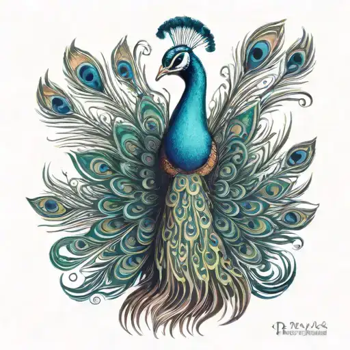 An Elegant Peacock With Fanned Feathers