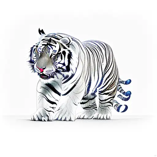 Chinese Tiger Walking Through Bamboo Forest