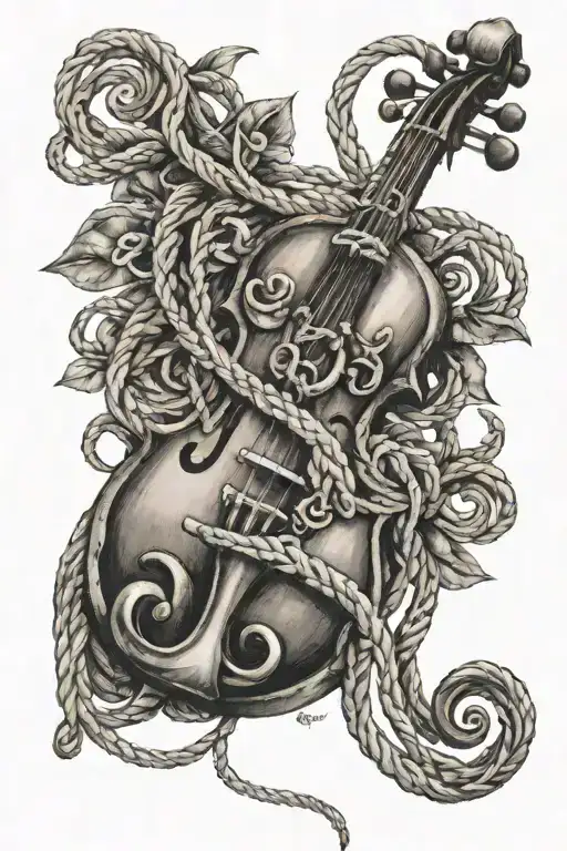 A Metal Anchor With A Rope Twisted Into The Shape Of A Violin Key