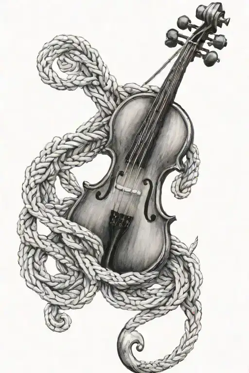 A Metal Anchor With A Rope Into The Shape Of A Violin Note