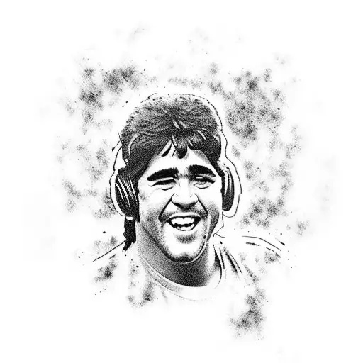 A Music-themed Tattoo Featuring Maradona Playing A Guitar With Argentina's Flag As The Background