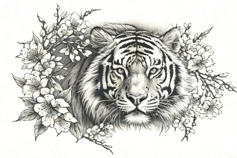 Moon Cherry Blossom Tiger