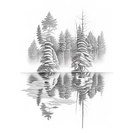 Muskoka Lake Reflection Loons Trees On Fire With Owls