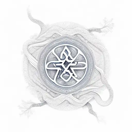 The Hebrew Phrase 'Tikkun Olam' Beautifully Integrated Into A River Flowing Through A Forest