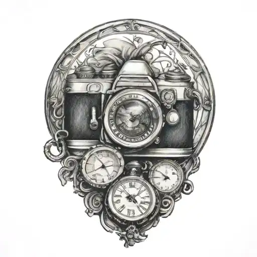 Camera With 3 Pocket Watch Surrounded