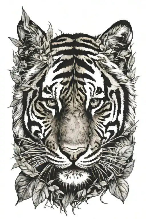 Tiger Watching Through Scars Peering Through Jungle