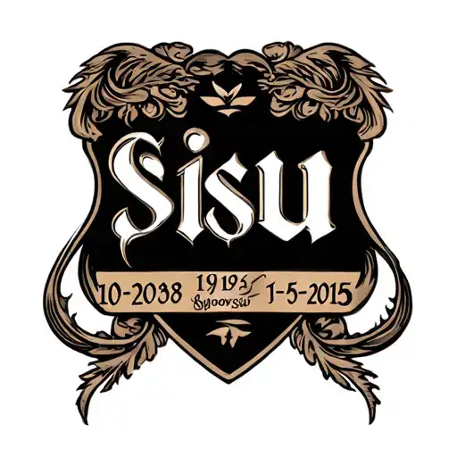 Finnish Symbol For Sisu With With The Dates 10-19-2003 And 1-5-2015 Incorperated Into The Design