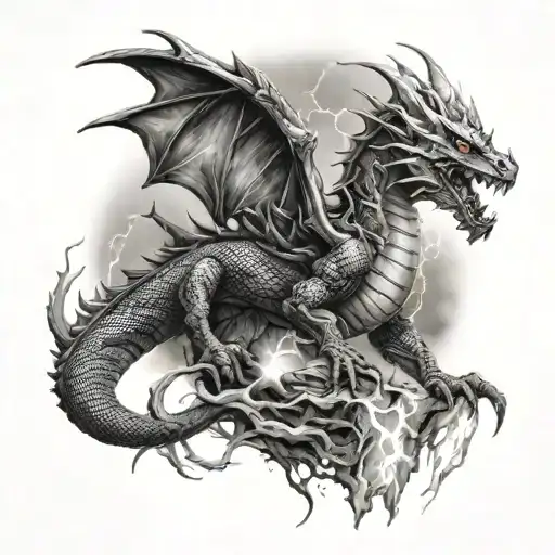 Dragon And Lightning Storm