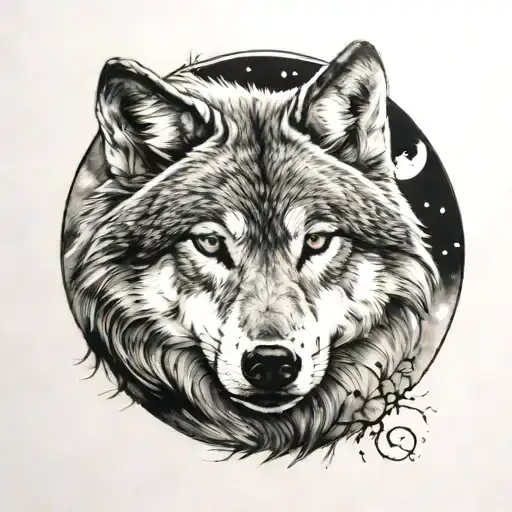 Wolf And Moon