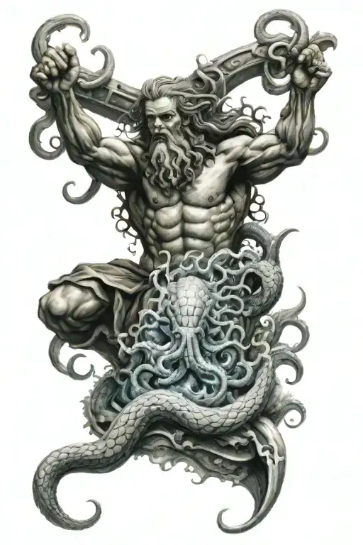 Poseidon And Kraken Attacking