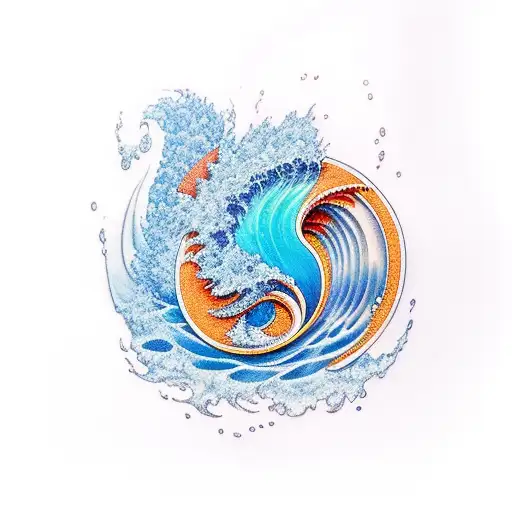 Blue Wave With Red Water On Top