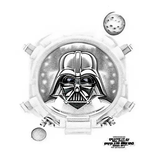 Darth Vader With Space Ships Coming Out Of His Helmet