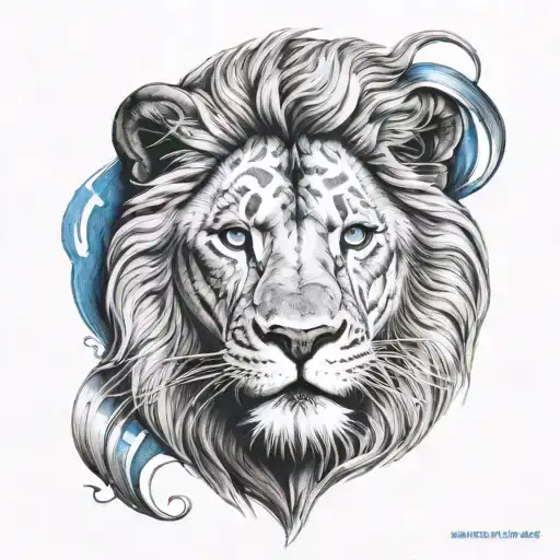 Lion With White Cross Over Blue Eye