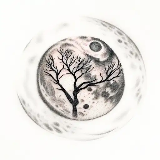 Realistic Moon With Tree Inside