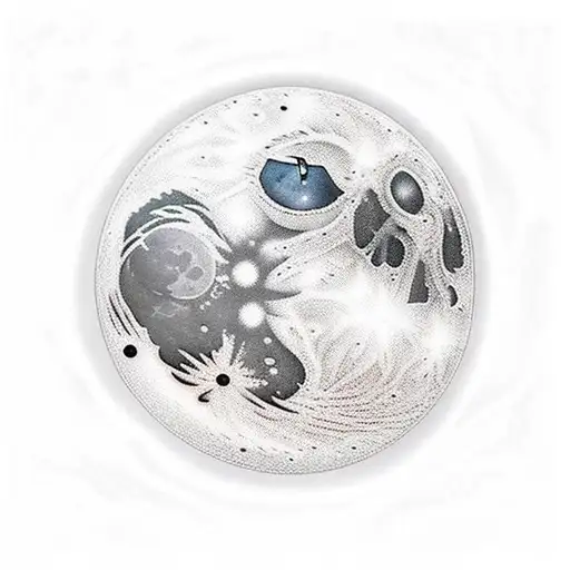 Realistic Moon With Black Tree Inside But In The Bottom