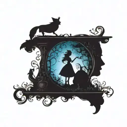 Disney Themed Silhouette With Hints Of Tim Burton Alice In Wonderland