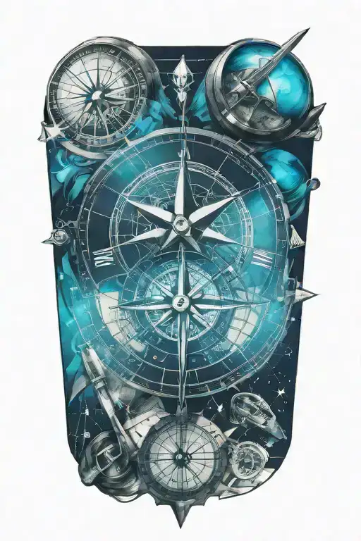 A Geometric Compass Design Incorporating Elements Of Sports Equipment