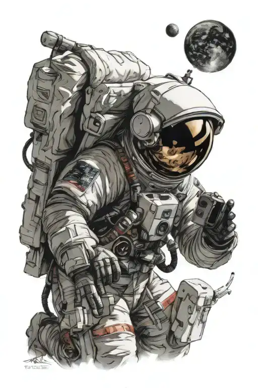 Astronaut With Plannets