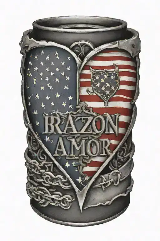 Brazalete Corazon Y Amor Fati Text 'Igy6' Us Flag Wrapped