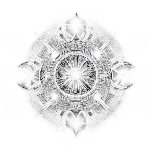 Full Moon With A Halo Of Light And Light Streaming Out From The Center To Look Like A Cross