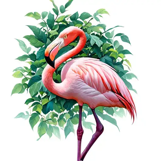 Flamingo Surrounded By Vines