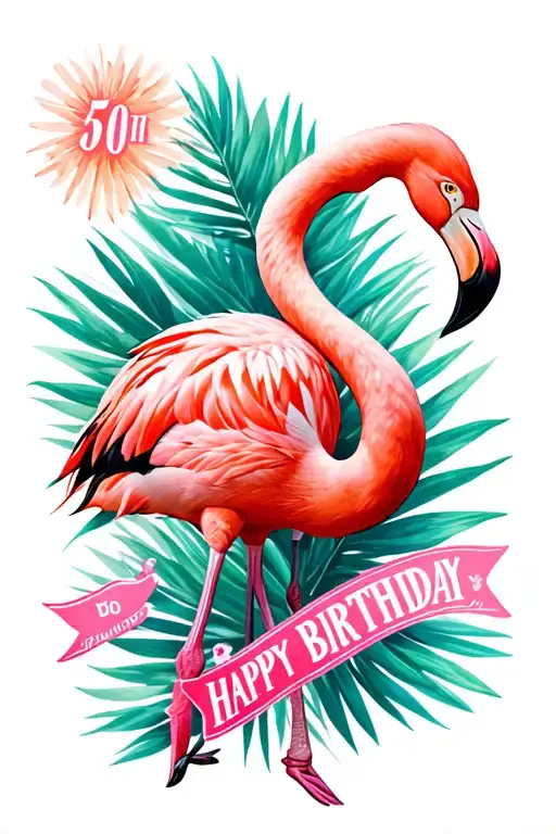 Flamingo With Colors 50Th Birthday