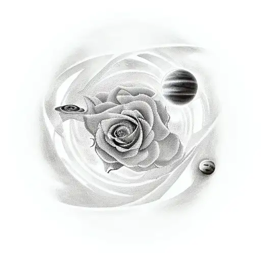 Roses And A Vertical Line Of Planets