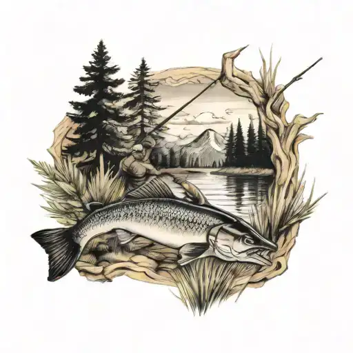 Hunting And Fishing Scene