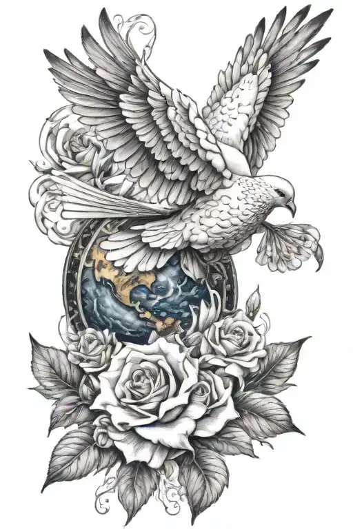 Memorial For Mom With Dove Carrying Earth On His