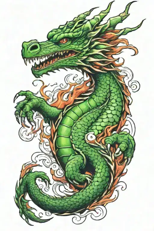 Dragon Fire Tattoo Red Green