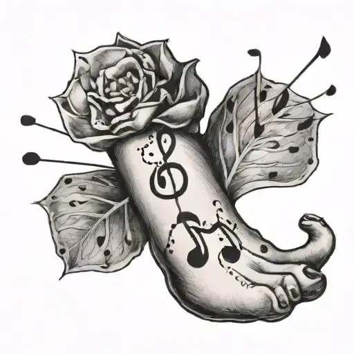 A Minimalist Tattoo Of A Musical Staff With Tiny Animal Footprints As Notes