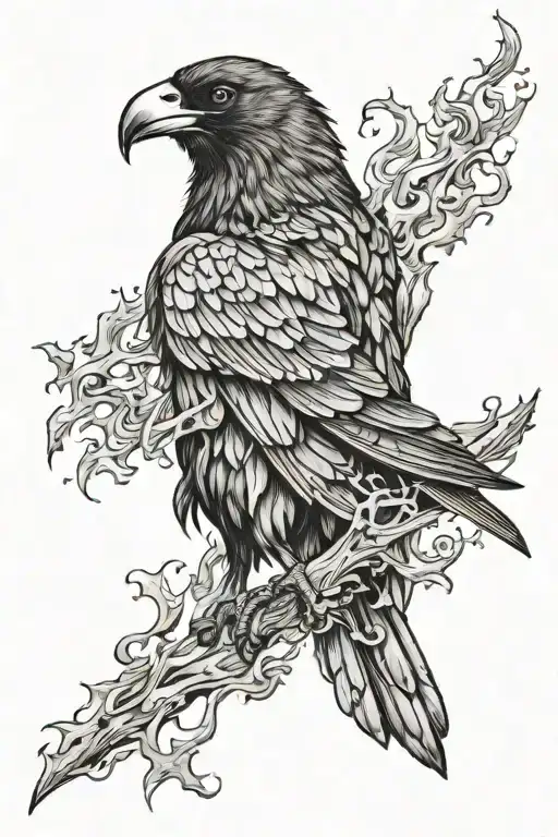 Corvus In Fire Flames