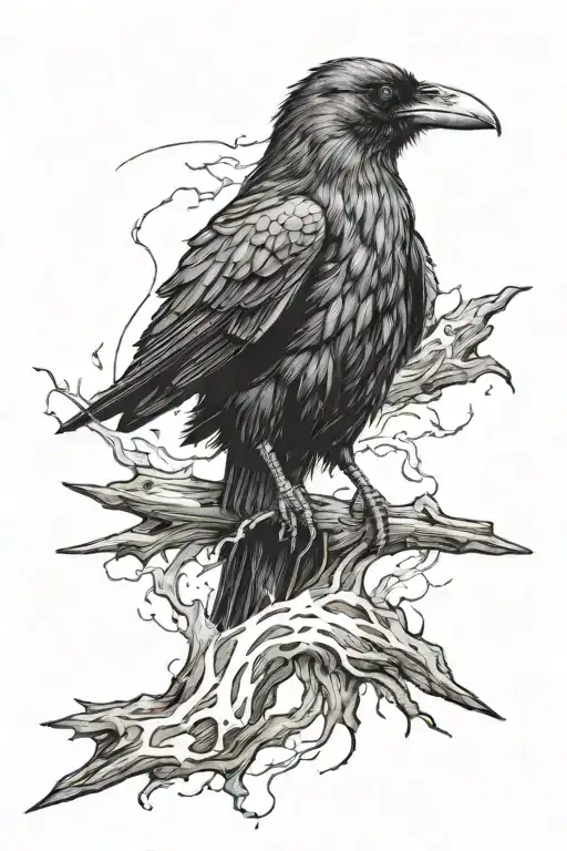 Raven Riding A Lighting Bolt